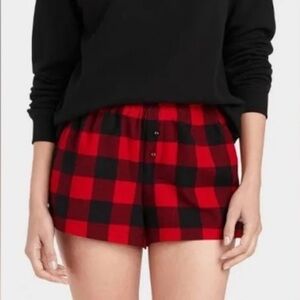 WONDERSHOP Women's Buffalo Plaid Flannel Pajama Shorts S